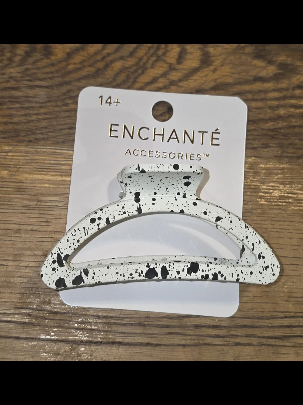 Enchanté Speckled White & Black Hair Claw Clip BNIB